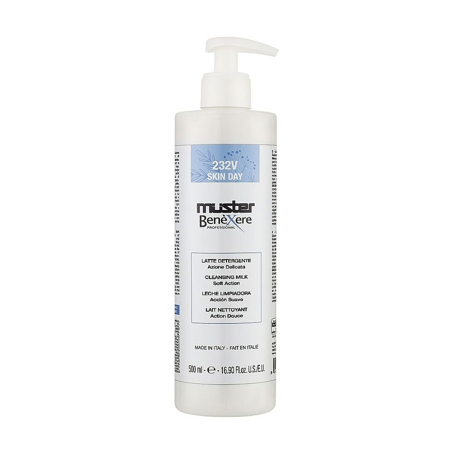 Очищувальне молочко для обличчя, шиї та зони декольте Muster Benexere Professional 232V Skin Day Cleansing Milk, 500 мл